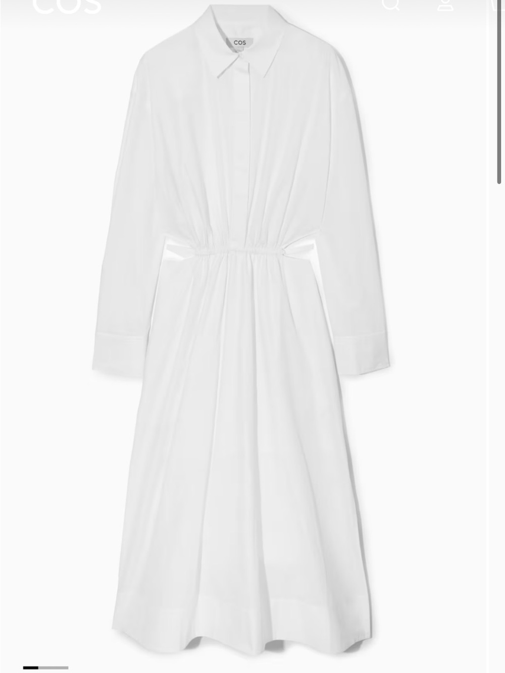 COS White Long-Sleeve Maxi Shirt Dress